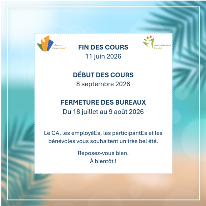 Vacances d'été 2026